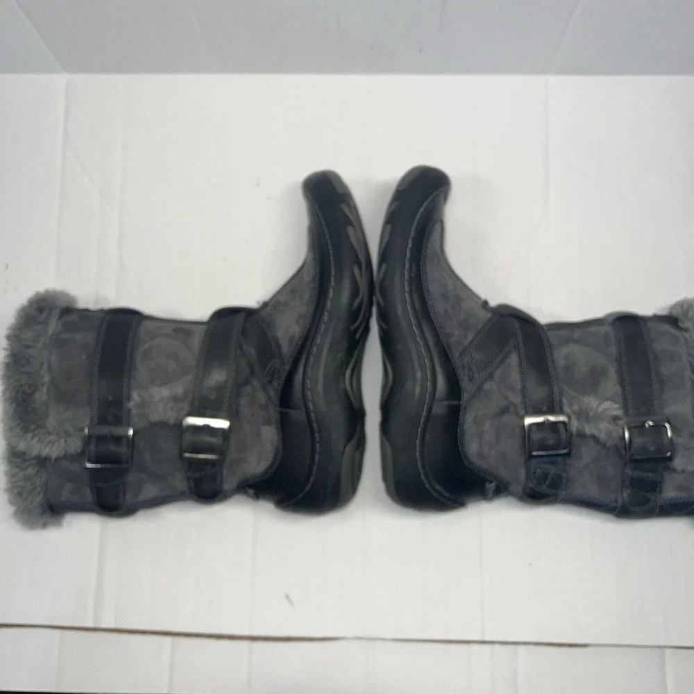 PRIVO Waterproof Winter Boots Women Size 6 Fur Lined Buckle Gray Black‎ Gorpcore